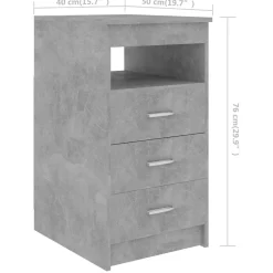vidaXL Mobiliario De Oficina-Escritorio de madera de ingeniería gris hormigón 140x50x76 cm