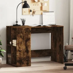 vidaXL Escritorio de madera de ingeniería 102x50x75 cm Roble ahumado Outlet