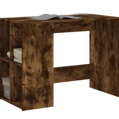 vidaXL Escritorio de madera de ingeniería 102x50x75 cm Roble ahumado Outlet