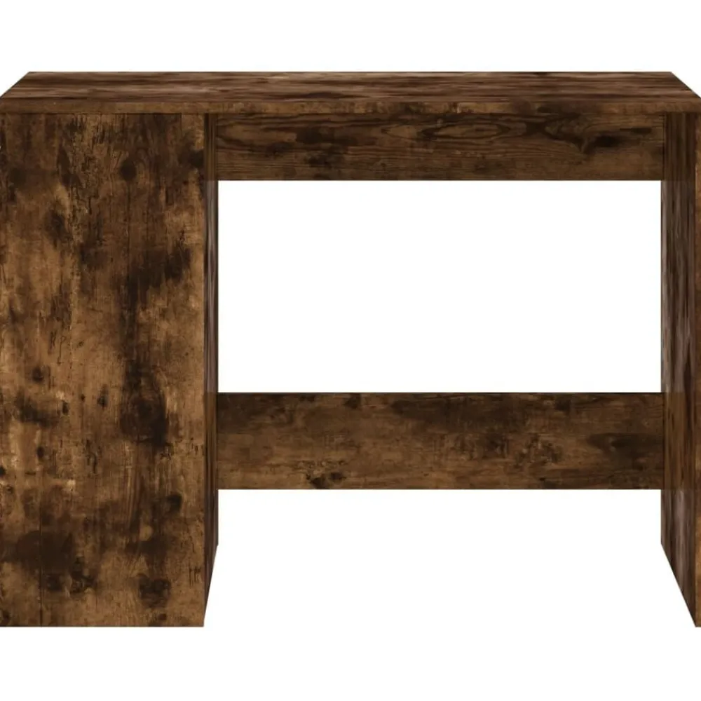 vidaXL Escritorio de madera de ingeniería 102x50x75 cm Roble ahumado Outlet