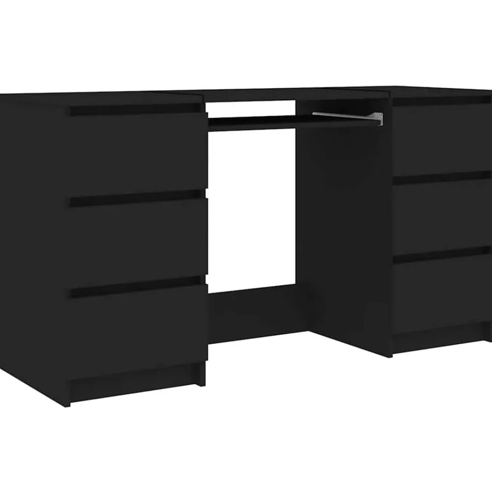 vidaXL Escritorio de madera contrachapada 140x50x77 cm Negro Best
