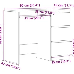 vidaXL Mobiliario De Oficina-Escritorio de madera contrachapada gris hormigón 90x45x76 cm