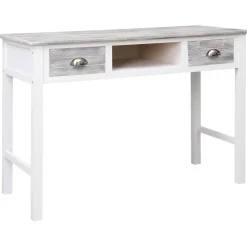 vidaXL Escritorio de madera gris 110x45x76 cm Blanco y gris Outlet