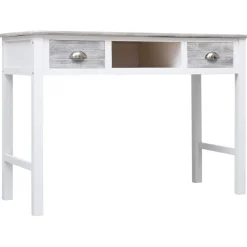 vidaXL Escritorio de madera gris 110x45x76 cm Blanco y gris Outlet