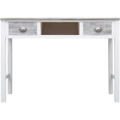 vidaXL Escritorio de madera gris 110x45x76 cm Blanco y gris Outlet