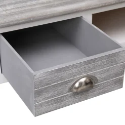 vidaXL Escritorio de madera gris 110x45x76 cm Blanco y gris Outlet