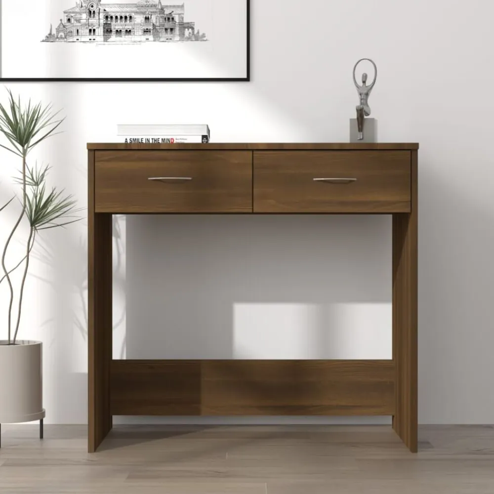 vidaXL Escritorio de madera de ingeniería roble marrón 80x40x75 cm Marrón roble Hot