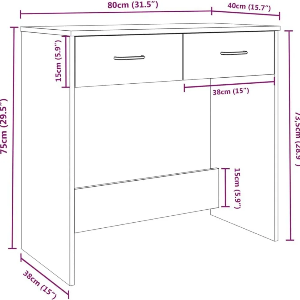 vidaXL Escritorio de madera de ingeniería roble marrón 80x40x75 cm Marrón roble Hot