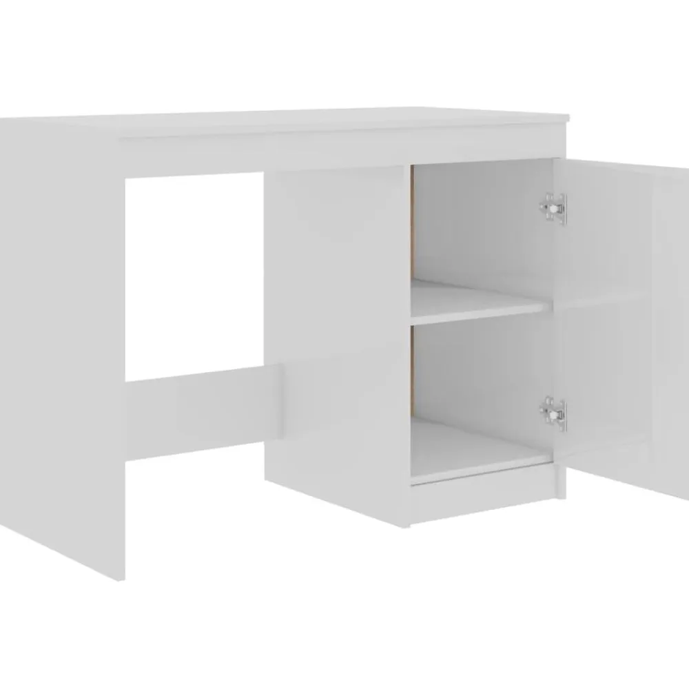 vidaXL Mobiliario De Oficina-Escritorio de madera contrachapada blanco brillo 100x50x76 cm