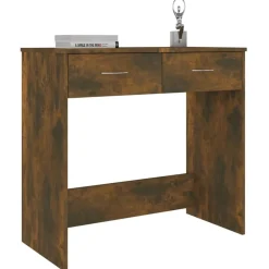 vidaXL Escritorio de madera contrachapada 80x40x75 cm Roble ahumado