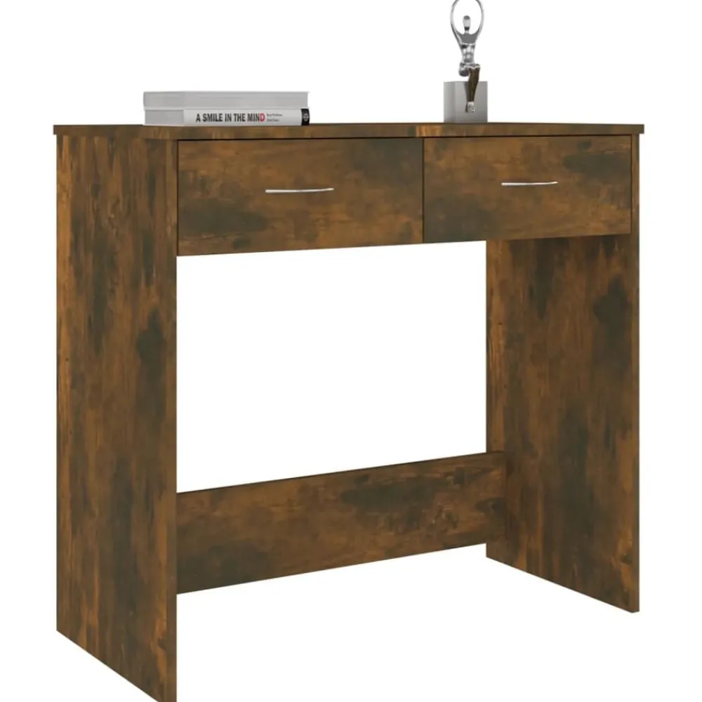 vidaXL Escritorio de madera contrachapada 80x40x75 cm Roble ahumado