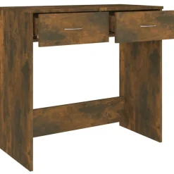 vidaXL Escritorio de madera contrachapada 80x40x75 cm Roble ahumado