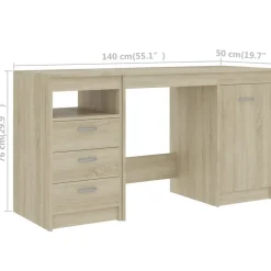 vidaXL Escritorio de madera de ingeniería 140x50x76 cm Roble Sonoma Best