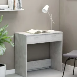 vidaXL Mobiliario De Oficina-Escritorio de madera contrachapada gris hormigón 80x40x75 cm