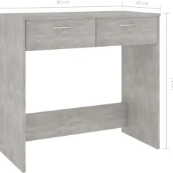 vidaXL Mobiliario De Oficina-Escritorio de madera contrachapada gris hormigón 80x40x75 cm