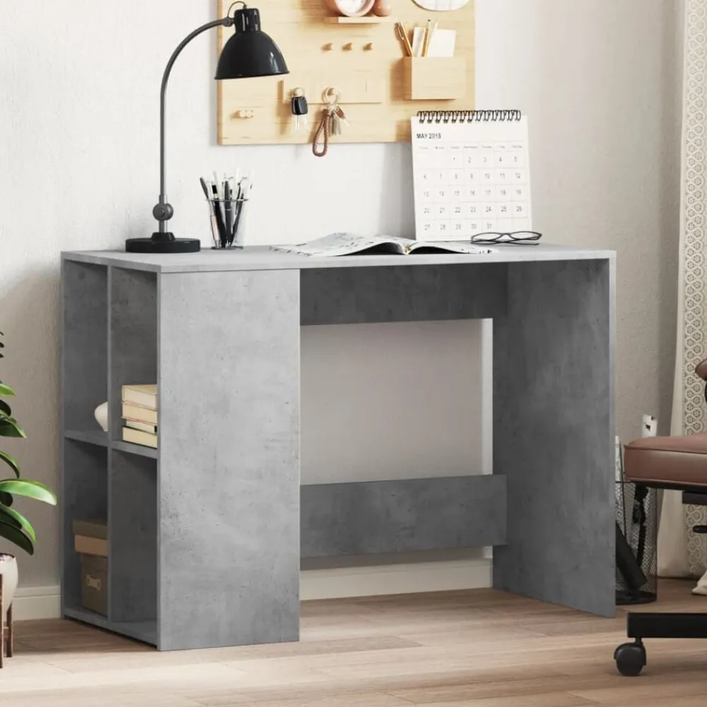 vidaXL Escritorio de madera de ingeniería gris hormigón 102x50x75 cm Gris hormigón Clearance