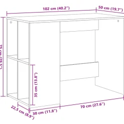 vidaXL Escritorio de madera de ingeniería gris hormigón 102x50x75 cm Gris hormigón Clearance