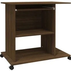 vidaXL Mobiliario De Oficina-Escritorio de madera contrachapada roble ahumado 80x50x75 cm