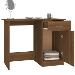 vidaXL Escritorio de madera contrachapada marrón roble 100x50x76 cm Marr&oacute;n roble Clearance