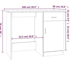 vidaXL Escritorio de madera contrachapada marrón roble 100x50x76 cm Marr&oacute;n roble Clearance