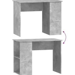 vidaXL Escritorio de madera contrachapada gris hormigón 100x55x75 cm Gris hormigón Online