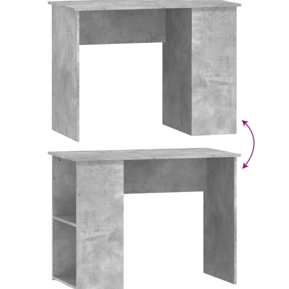 vidaXL Escritorio de madera contrachapada gris hormigón 100x55x75 cm Gris hormigón Online