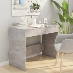 vidaXL Mobiliario De Oficina-Escritorio de madera contrachapada gris hormigón 101x50x76,5 cm