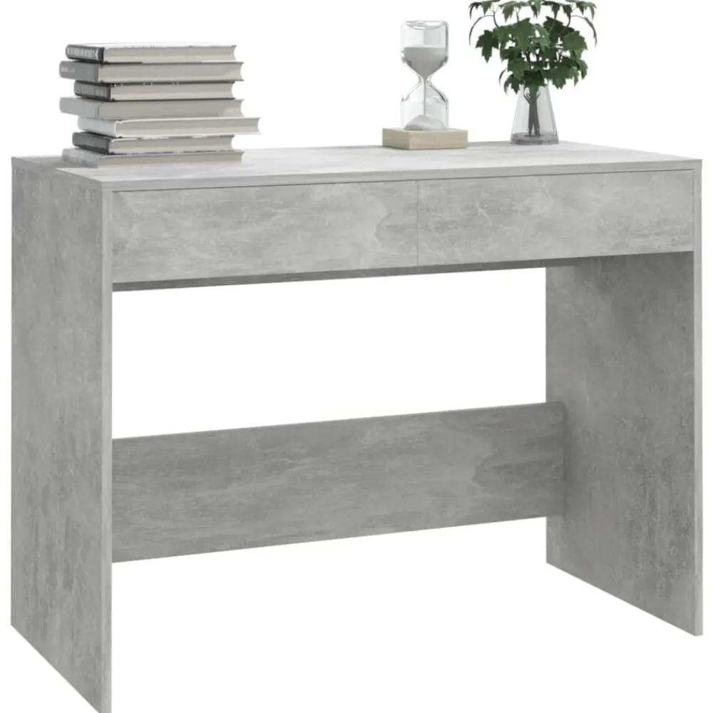 vidaXL Mobiliario De Oficina-Escritorio de madera contrachapada gris hormigón 101x50x76,5 cm