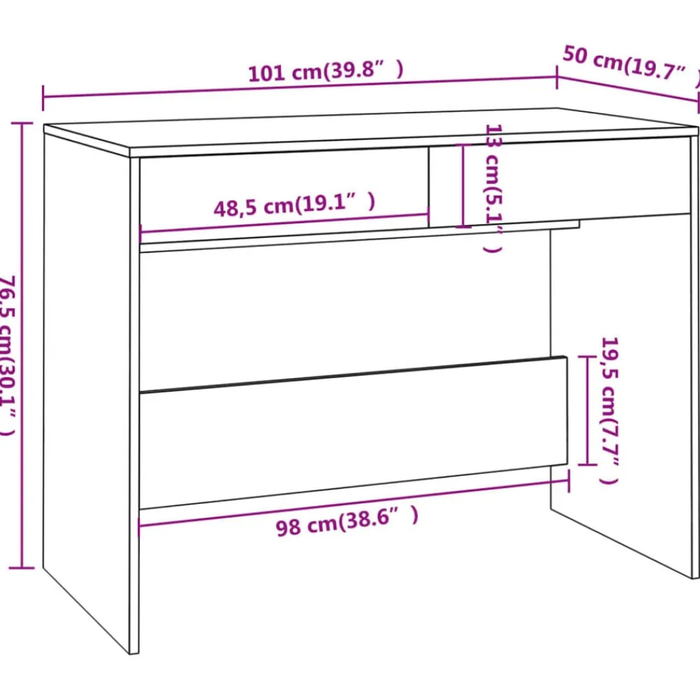 vidaXL Mobiliario De Oficina-Escritorio de madera contrachapada gris hormigón 101x50x76,5 cm