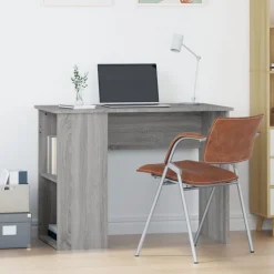 vidaXL Escritorio de madera contrachapada 100x55x75 cm Gris sonoma New