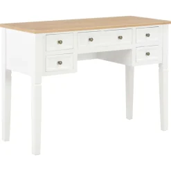 vidaXL Escritorio de madera blanco 109,5x45x77,5 cm Marrón y blanco Hot