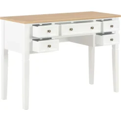 vidaXL Escritorio de madera blanco 109,5x45x77,5 cm Marr&oacute;n y blanco Hot