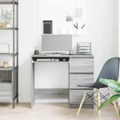 vidaXL Escritorio de madera contrachapada 90x45x76 cm Gris sonoma Outlet