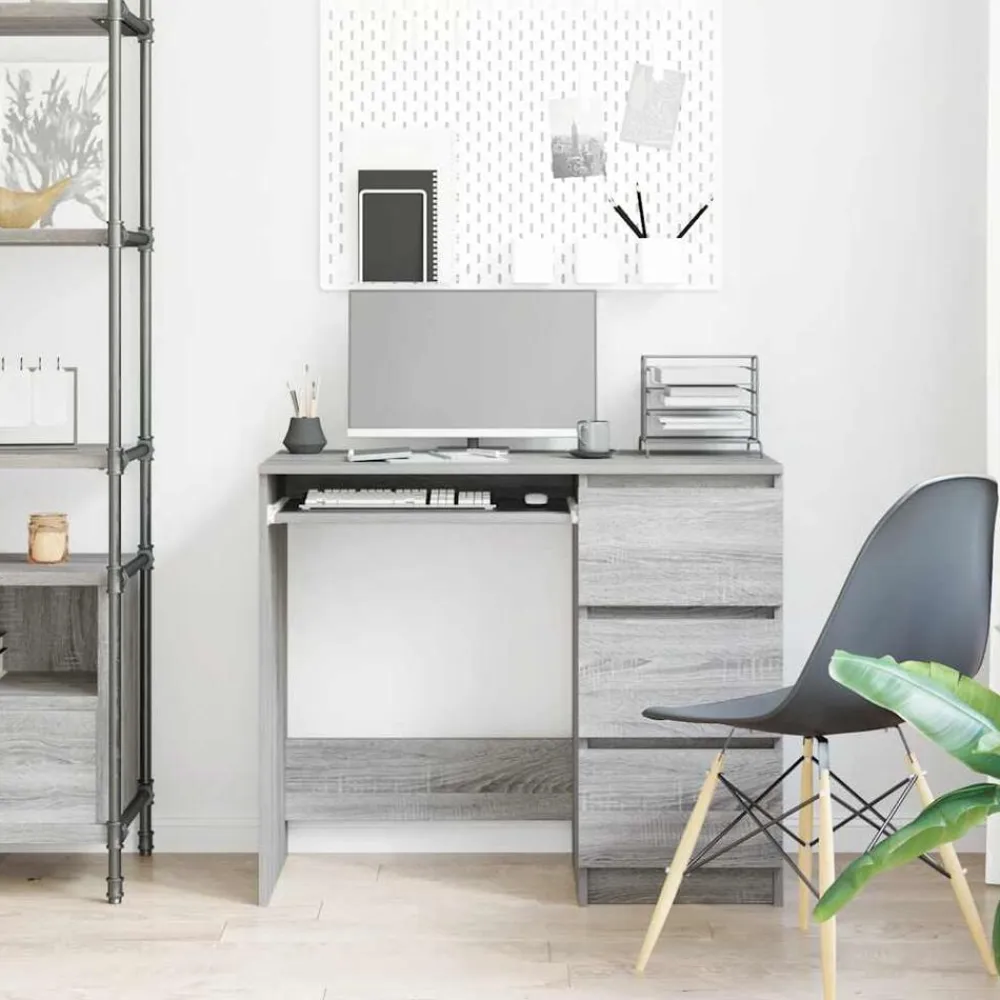 vidaXL Escritorio de madera contrachapada 90x45x76 cm Gris sonoma Outlet