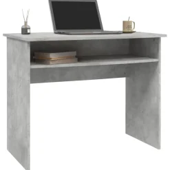 vidaXL Mobiliario De Oficina-Escritorio de madera contrachapada gris hormigón 90x50x74 cm