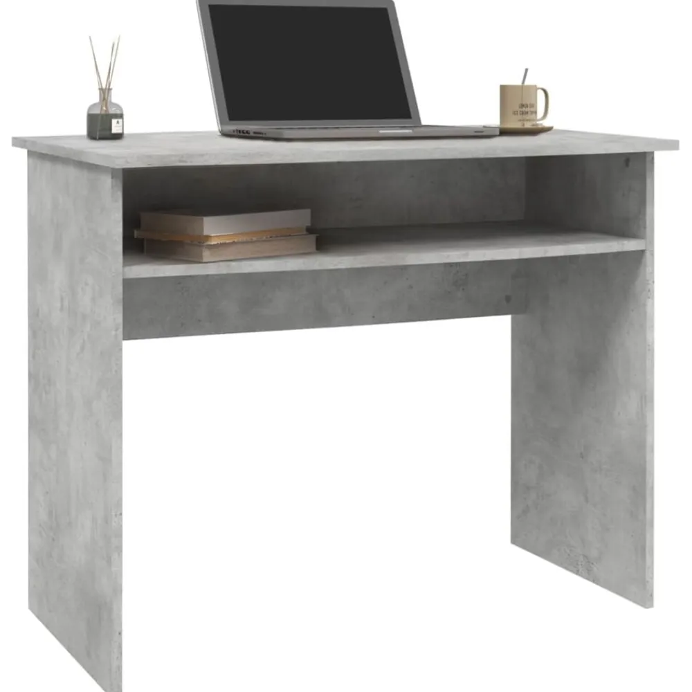 vidaXL Mobiliario De Oficina-Escritorio de madera contrachapada gris hormigón 90x50x74 cm