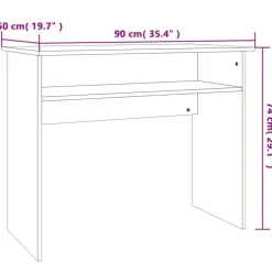 vidaXL Mobiliario De Oficina-Escritorio de madera contrachapada gris hormigón 90x50x74 cm