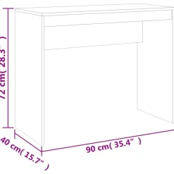 vidaXL Mobiliario De Oficina-Escritorio de madera contrachapada color roble 90x40x72 cm