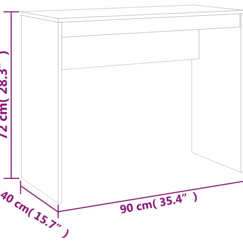 vidaXL Mobiliario De Oficina-Escritorio de madera contrachapada color roble 90x40x72 cm