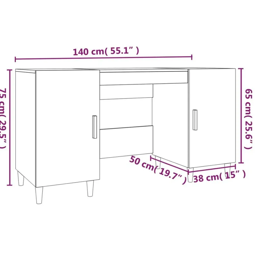 vidaXL Mobiliario De Oficina-Escritorio de madera contrachapada 140x50x75 cm
