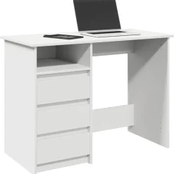 vidaXL Escritorio de madera de ingeniería 102x50x75 cm Blanco Clearance