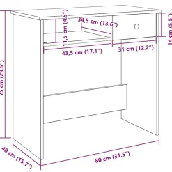 vidaXL Mobiliario De Oficina-Escritorio de madera contrachapada 80x40x75 cm