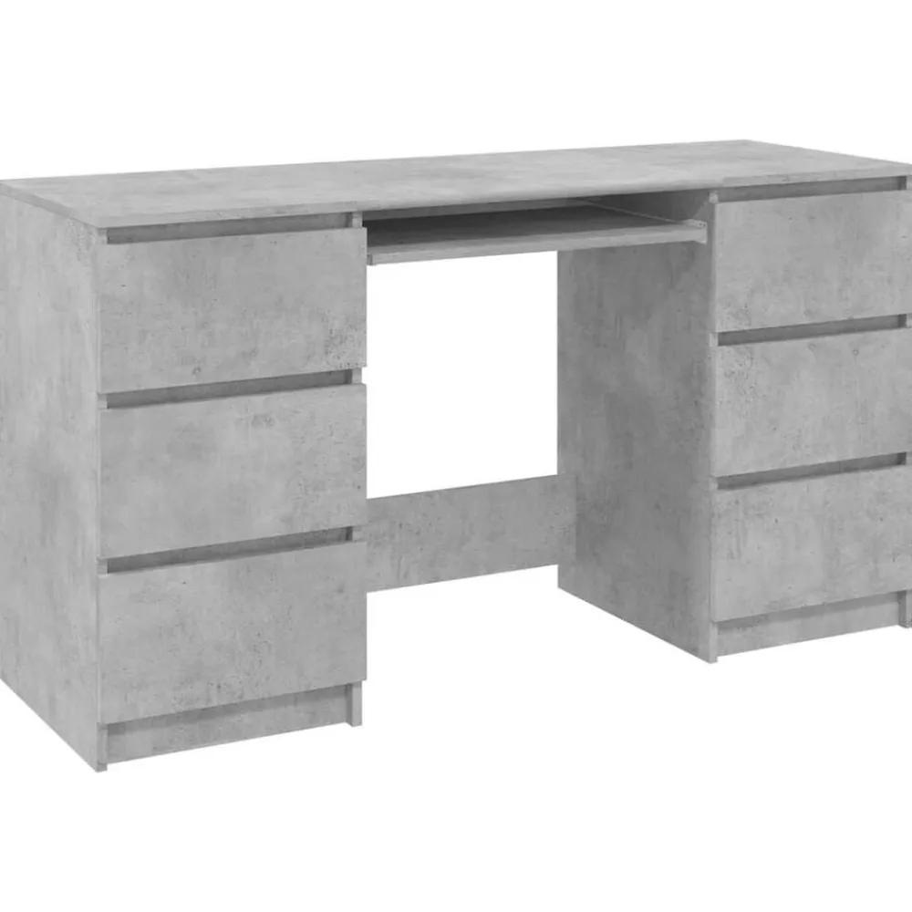 vidaXL Escritorio de madera contrachapada gris 140x50x77 cm Gris hormigón Hot