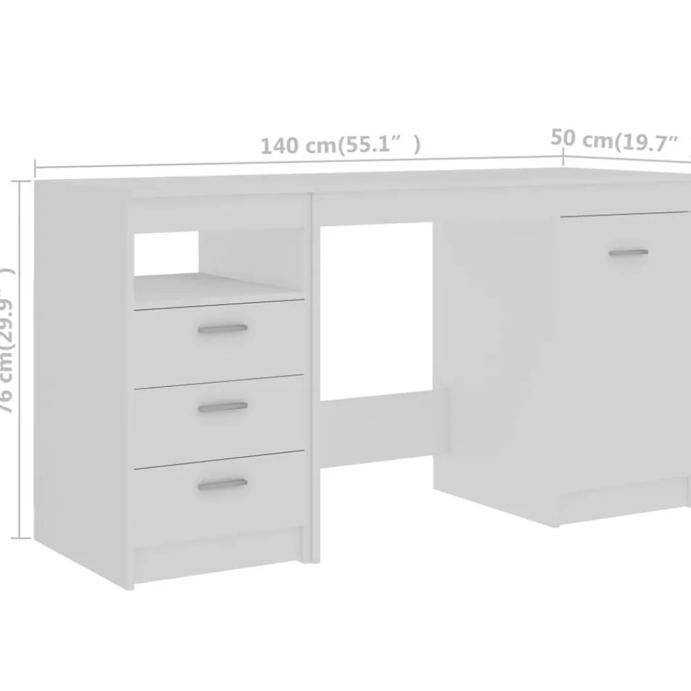 vidaXL Mobiliario De Oficina-Escritorio de madera contrachapada 140x50x76 cm