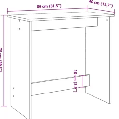 vidaXL Escritorio de madera contrachapada 80x40x75 cm Gris sonoma Outlet