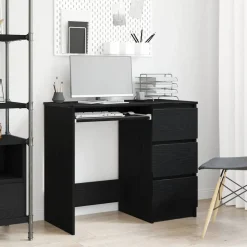 vidaXL Escritorio de madera contrachapada 90x45x76 cm Roble negro Hot