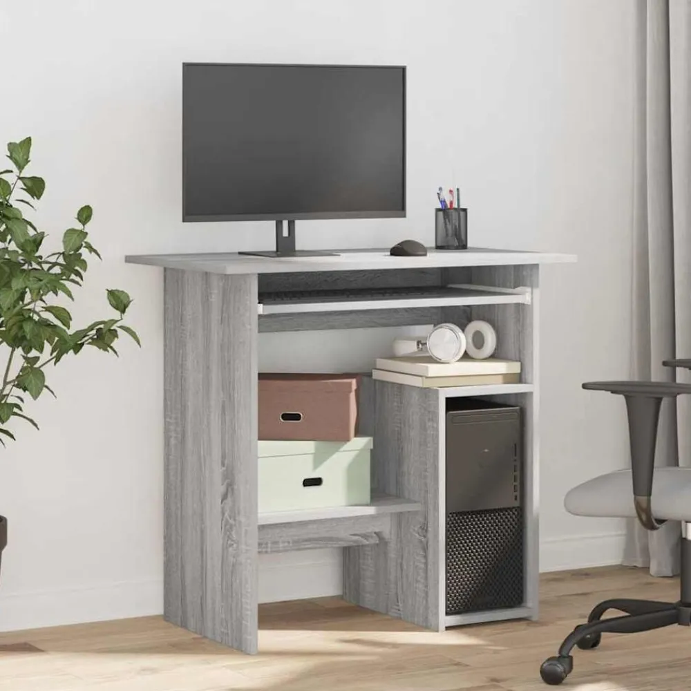 vidaXL Escritorio de madera contrachapada 80x45x74 cm Gris sonoma Online