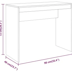 vidaXL Escritorio de madera contrachapada 90x40x72 cm Roble ahumado New
