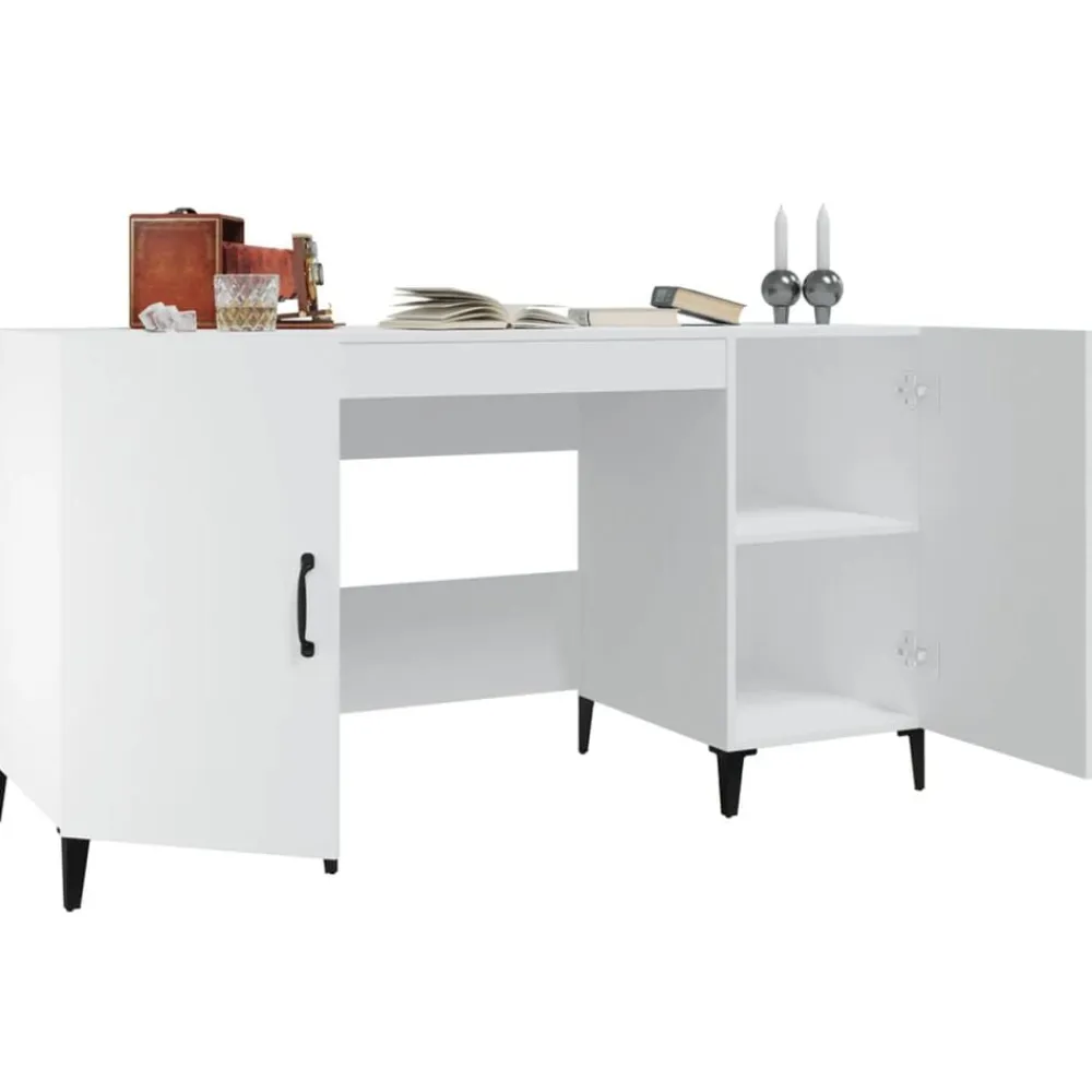 vidaXL Escritorio de madera contrachapada 140x50x75 cm Blanco Hot