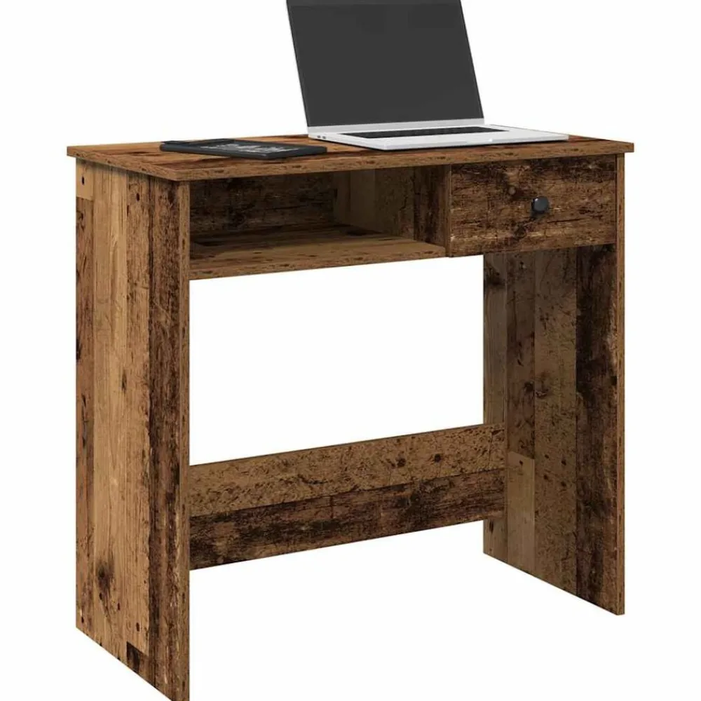 vidaXL Escritorio de madera ingeniería madera envejecida 80x40x75 cm Madera antigua Discount